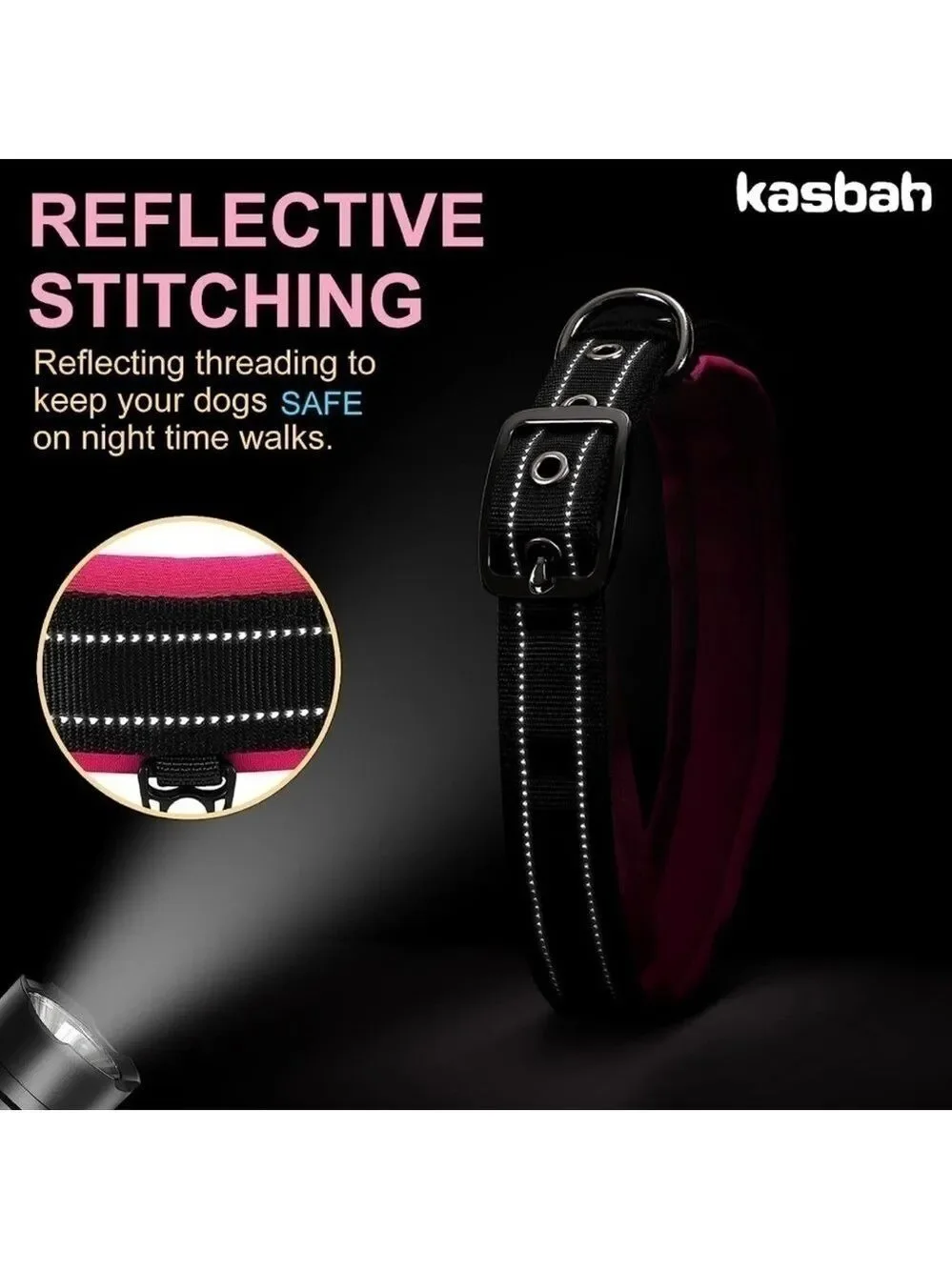 Neoprene‎ Black Pink Dog Collar XL